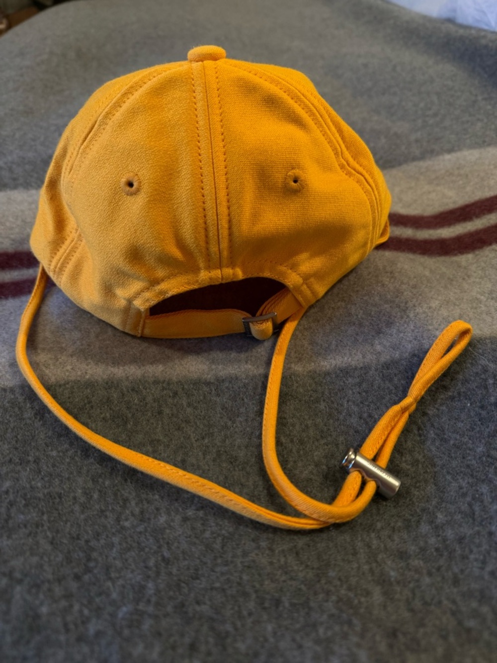 Jacquemus Kids Bright Orange Logo Cap with Fringe Brim - Picture 3 of 4